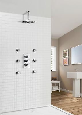 Calla 2 Way Slim Round Ceiling Thermostatic Concealed Bathroom Shower Body Jets