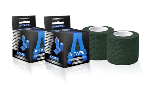Image of A-Tape Cohesive Crepe (5cm X 4.5 mtr, Pack of 2) Elastic Self Adherent Crepe Bandage Breathable Self Adhesive Cohesive Bandage for Humans & Pets (Dogs, Cats, Birds) (5 cm) (Forest Green)
