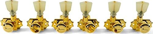 Kluson 3 Per Side Locking Revolution Series G-Mount Tuning Machines Gold With Plastic Keystone Butto