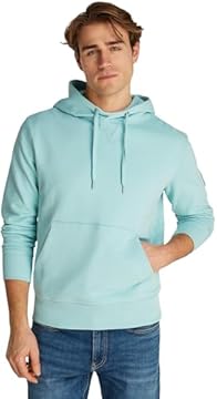 Calvin Klein Uomo Felpa Badge con Cappuccio, Blu (Fresh Mint), M