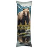 River Bear Mom Kissenbezug, langer Kissenbezug, großer Kissenbezug, gemütlicher Kissenbezug, weich, voller langer Kissenbezug, 48 x 130 cm, Kissen nicht im Lieferumfang enthalten
