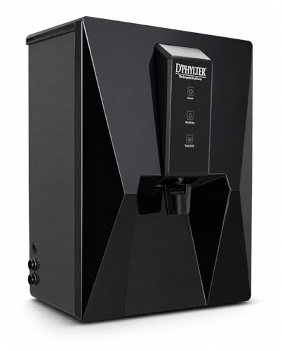 Image of D'PHYLTER Alkaline RO Water Purifier Filter for Home, 9L, Piano Black | 8-stage RO+UV+UF, TDS controller, copper & alkaline minerals, 9L tank, for borewell tanker & municipal water to 2000 PPM
