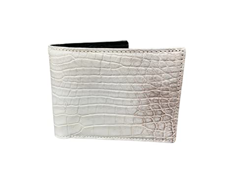Crocodile Leather Skin Men's bifold wallet, Double Side Black and white Genuine Alligator
