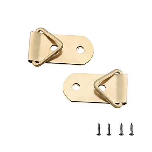 Image of Aicosineg Triangle Ring Picture Hangers 40mm x 14mm Hardware Assortment Kit, for Hanging Clock Paintings Picture Frame Home Decoration Artwork Creative Photo Hanging Solutions Golden Tone 20pcs
