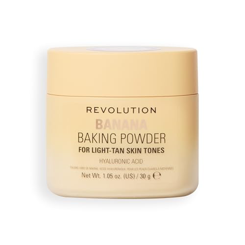 Revolution Loose Baking Powder – Poudre fixatrice de maquillage, fini lumineux, absorbe les...