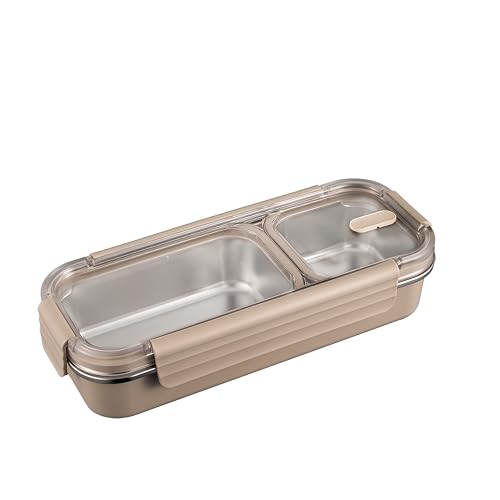 Image of Stainless Steel Lunch Box 2 Compartment 740ml, Leakproof Airtight Bento Box for Office School Kids Adults | 304 Steel Tiffin Box, Microwave Safe Food Container, Durable Lunch Carrier for Men Women