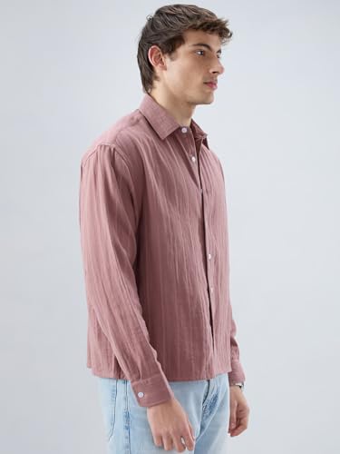 VASTRADO Dusty Peach Striped Boxy Crop Shirt - Image 8