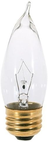 Satco S3264 120V Medium Base 25-Watt CA10 Light Bulb, Clear - 2 Pack