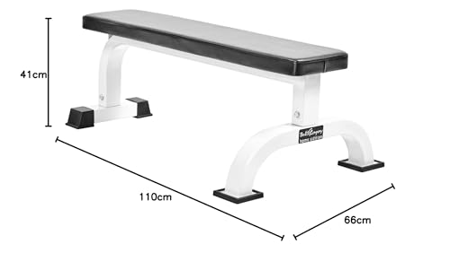 Foto von Bad Company Hantelbank I Flachbank 110 x 66 x 41 cm I Trainingsbank für das Krafttraining zuhause I Weiß - BCA-01
