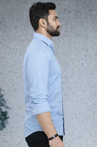 Image of Men Cotton Blend Full Sleeve Shirt for Man | Casual Business Party Festival Regular Fit, Long Sleeve with Chest Pocke | Formal Shirt for Men