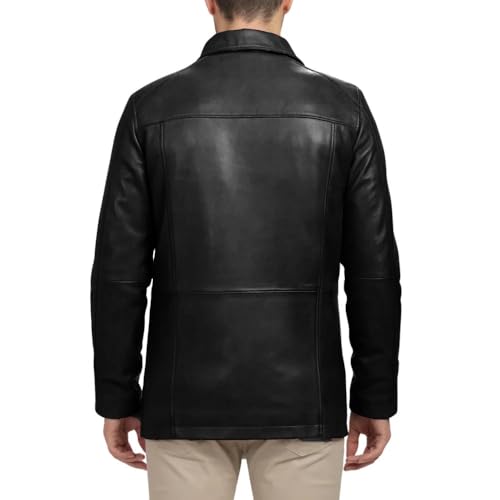 Leather Mens Jacket - 3/4 Length Car Coat Style Real Lambskin Leather Jacket for Men4