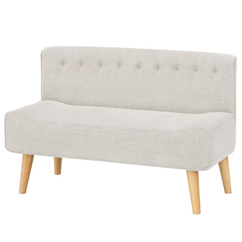 JoanKaren Two-Seater Sofa, Armless Upholstered Small Couch, Modern Padded Bench with Wooden Legs for Living Room, Kitchen, Dining Room, Small Spaces, Beige by JoanKaren - Used condition - CA$192.50
