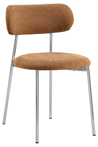 AC Design Furniture Esther 272 FR Apia Lot de 2 chaises de Salle à Manger, Tissu Terre Cuite, Armature en Acier chromé