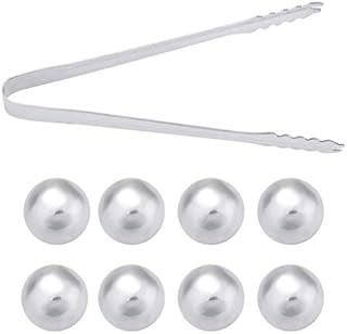 Stainless Steel Ice Cube, Reusable Spheres Chills Wine Whiskey Drink Chiller Stones Rocks with Tong(Ball)