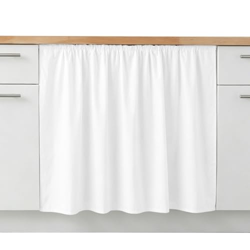 Zadaling Solid Color Cabinet Curtains for Shelves, White 11" W x 13" L Adhesive Cabinet Curtain with Shelf Curtain for Mini Storage Cabinets