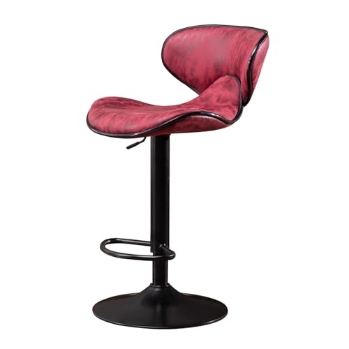 Tabouret de comptoir en simili cuir haut de gamme avec dossier rétro