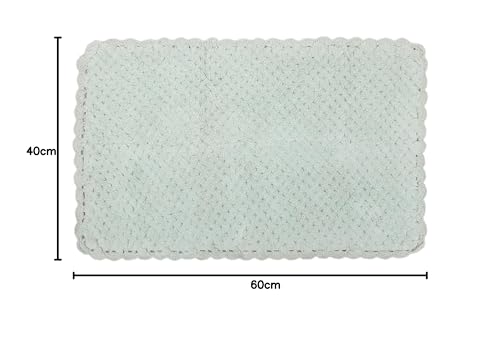 Image of THE HOME TALK Cotton Bathmats | Water Absorbent Runners | Regular Striped Rugs | Floor Mats for Kitchen, Bathroom & Sink | Ultra Soft Mats | Non-Slip Store (Dusky Blue, 40x60 CM)