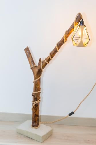 Genérico Lampara de pie de madera VINTAGE ARTESANAL