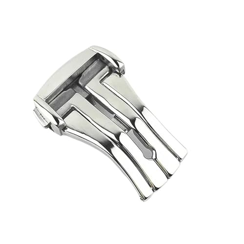 PLACKE Fibbia pieghevole adatta for Omega fibbia in acciaio inossidabile pelle/elastico chiusura deployante in metallo 16mm 18mm 20mm accessori strumenti(Silver,18MM_NO LOGO)