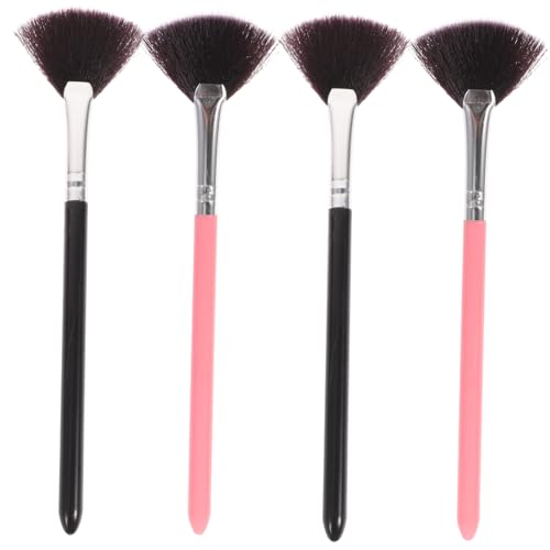 WOONEKY Professional Makeup Brush Set 4pcs Long Handle Fan Shaped Blush Brush Powder Brush