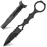 Gtkii GTK397 Cool Fixed Knife D2 Steel Blade Stainless Steel Handle EDC Tool Knifes for Outdoor Camping Adventure Survival(A)