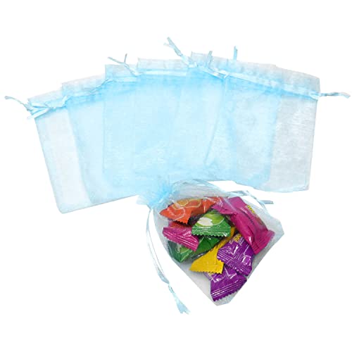 Image of Dealglad 50pcs Drawstring Organza Jewelry Candy Pouch Christmas Wedding Party Favor Gift Bags (3x4, Sky Blue)