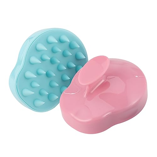 VALICLUD 2 piezas Cepillos de Masaje para Cabelludo y Lavado de Cabello Cepillo de Champú de Silicona Suave para Estimulación y Limpieza Profunda para Uso Casa y Rosa y Azul