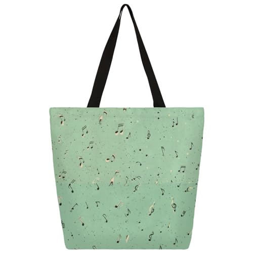 Abstract Musical Notes Large Capacity Canvas Tote Bag Stylish Handheld Shoulder Bag Reusable Shopping Bag for Work Travel Beach Trips Shopping