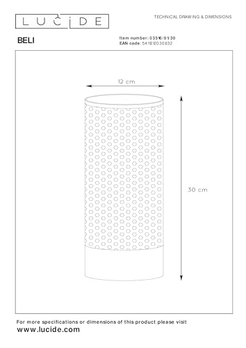 LUCIDE Beli - Lampada da tavolo - Ø 12 cm - Nero