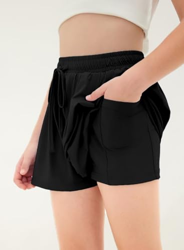 Girls Athletic Shorts UPF50+ Kids Flowy Butterfly Shorts with Pocket2