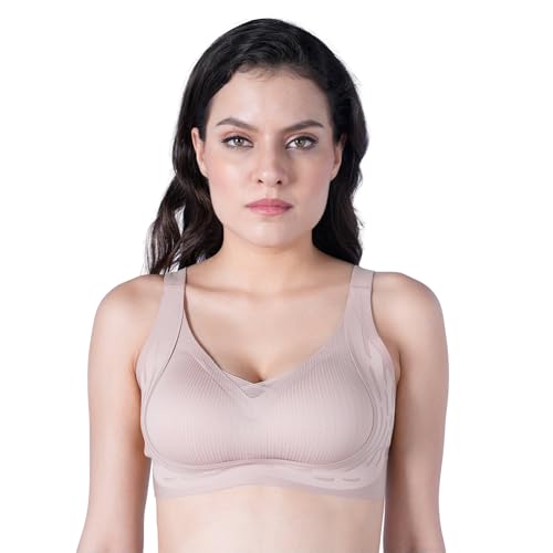 Image of SOIE Women Padded Non Wired Full Coverage Seamless T-Shirt Bra with Mesh Detailing