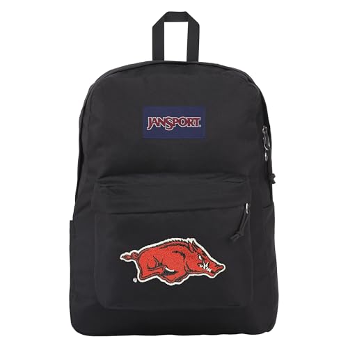 Image of JanSport NCAA Officially Licensed Backpack, Arkansas Razorbacks, Superbreak Plus with Padded 15'' Laptop Sleeve, Spacious Computer Bag for Men & Women, Durable Daypack with Bottle Pocket, Black