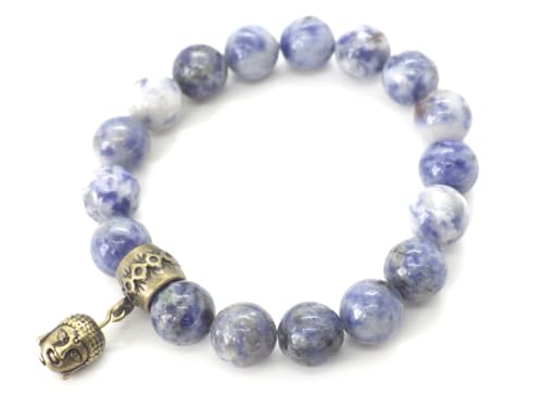 Bracelet en jaspe bleu et perles 10mm pour homme et femme, style ethnique et zen chic