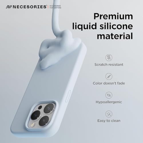 Image of Liquid Silicone Case Compatible for iPhone 15 Pro Light Blue | Slim Back Cover | Soft Touch Bumper | Shockproof Drop Protection | Microfiber Cloth Inside | Sleek Solid Design