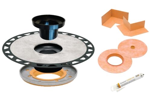 Schluter Kerdi Drain-A Adaptor Kit with Integrated Bonding Flange - Ideal for Non-Removable Clamping Ring Drains - ABS Plastic Material, 5-1/4" Ring Width, 1-Pack - KDA5FLKABS