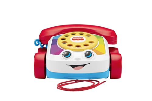 Fisher-Price Toddler Pull Toy Chatter Telephone Pretend Phone with Rotary Dial and Wheels for Walking Play Ages 1+ years, FGW66