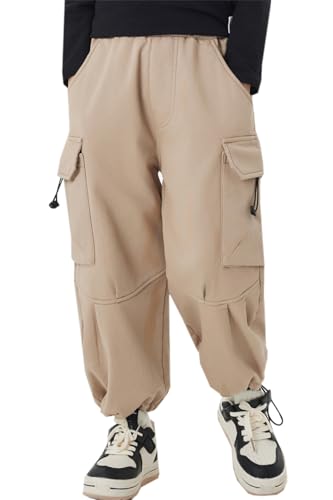 SANGTREE Boys Winter Warm Fleece Lined Cargo Pants, 3-14 Years2