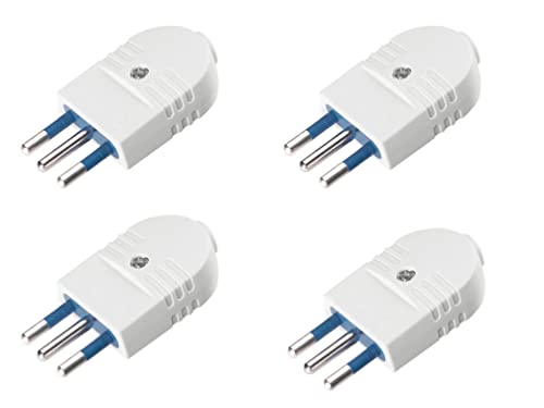 4 enchufes eléctricos, enchufe 2P + T 250 V, enchufe italiano plano (enchufe pequeño 10 A, blanco) Cover