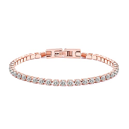 Joycuff Gift For Women,Tennis Bracelets For Women,Rose Gold Bracelets For Women,Women Birthday Gift 6.5 Inch 3Mm,Christmas Mother's Day Birthday Gift For Women Girl #TOP20