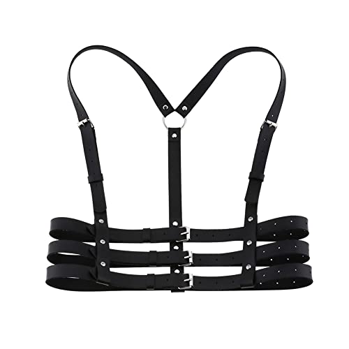 Love69Toys Damen Punk Ledergeschirr Punk Taillengürtel PU Leder Schwarz Lörperkette taillengürtel Verstellbare für Frauen Mädchen Cosplay Ankleiden Halloweenkostüm Cover