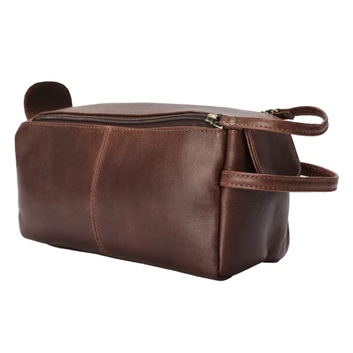 Elizo Leather Toiletry Bag For Men Women | Dopp Kit Mens Toiletry Bag (Premium Leather) Travel Toiletry Bag For Traveling Large Tsa Approved Cosmetic Travel Bag For Toiletries Shaving Bag - Hickory #TOP6