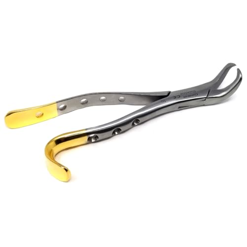 IMEDS Dental Extracting Forceps #16 with Cow Horn Beaks & a Hook Handle 1st 2nd Molar Tooth Extraction German Stainless Steel Tools Comes in Gold Handle