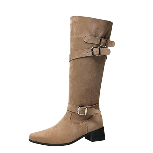 Bottines mi-mollet en daim fini les douleurs grâce au talon épais