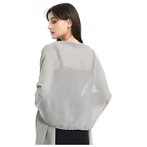 Landisun Shawl Scarf Women Shawls Scarves Evening Dresses Chiffon Wedding Bridal Wraps Grey Cover
