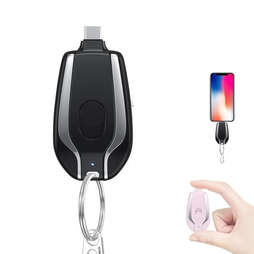 Llavero de banco de energía, mini cápsula de emergencia de 1500 mAh, llavero cargador portátil, llavero cargador de teléfono para tipo C, llavero cargador de teléfono celular, pequeño banco de energía