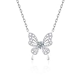 Byourcher 0.5 CT/D coroler/VVSI Moissanite diamond butterfly necklace, 925 sterling sliver