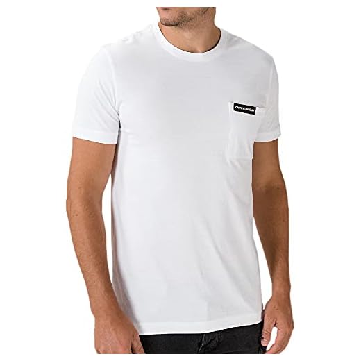 Calvin Klein Jeans Herr institutionell ficka t-shirt, Vitt, XXL
