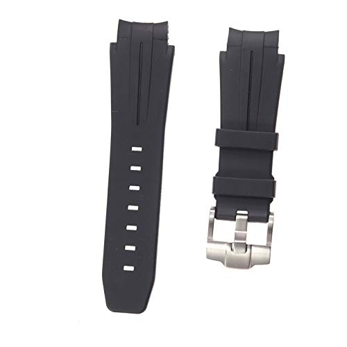 ROUHO 21Mm Silikon Rubber Strap Watch Zubehör Für Rolex Submariner Deep Sea Seenot-Schwarz