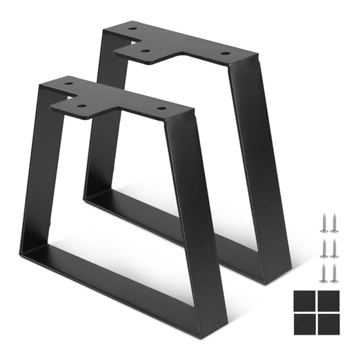 DBREAKS Patas de mesa trapezoidales de 15 cm negras de metal de muebles con tornillos