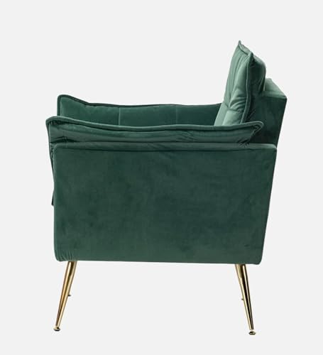 Image of Lakdi The Furniture Premium Velvet Lounge Chair with Deep Seating, Quilted Backrest & Side Pillows, Mid-Century Modern Glam Chair for Bedroom | 5 Years Warranty | Free Assembly - 15185266